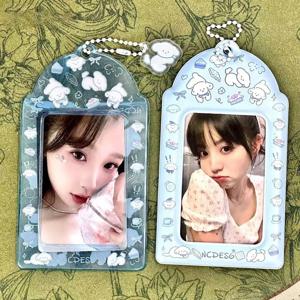귀여운 만화 비스킷 강아지 PVC 포토카드 홀더 K팝 포토카드 보관 디스플레이 케이스