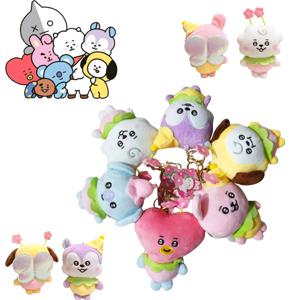 BT21 치미 쿠키 코야 슈키 타타 크리에이티브 애니메이션 주변기기 만화 키체인 개성있는 귀여운 백팩 장식용 인형 펜던트