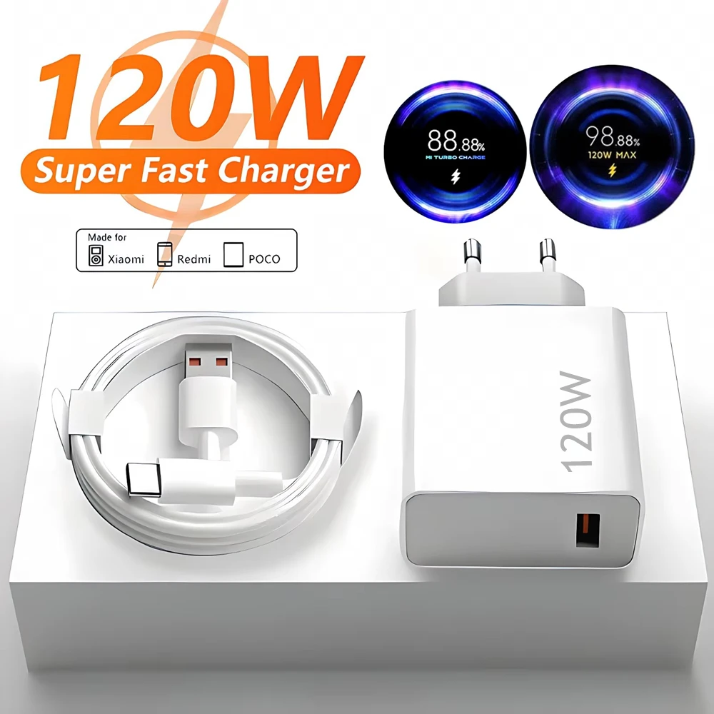 샤오미 11 12 13 14 15 울트라 레드미 노트 11T 12 13 포코 F6 X5 프로용 6A 120W EU 고속 USB 벽면 충전기 타입 C 터보 충전 케이블