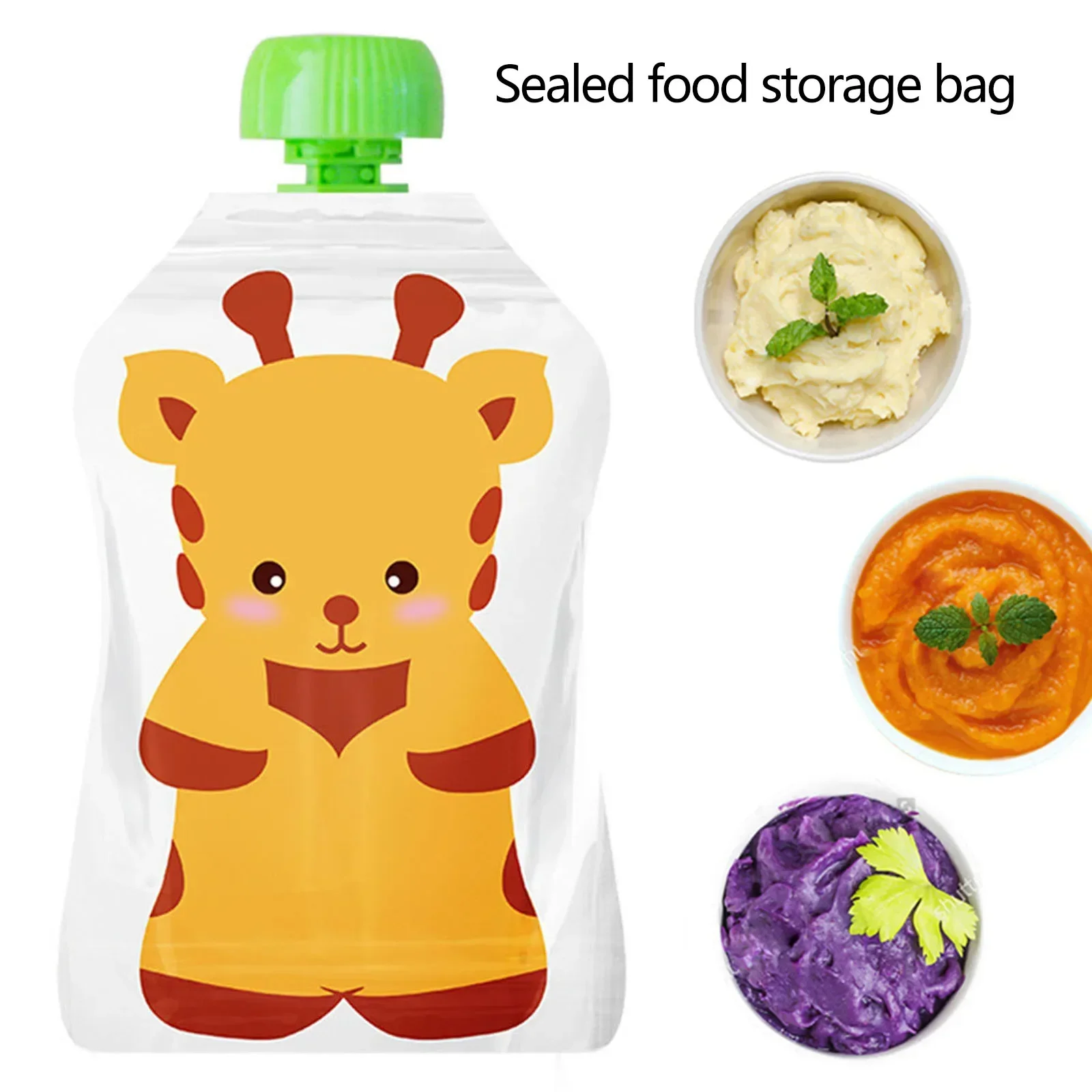 8pcs 재사용 가능한 식품 보관 가방, 요구르트, 우유 식품 파우치, 리필 가능 어린이 유아 보충 식품 짜기 병 무작위