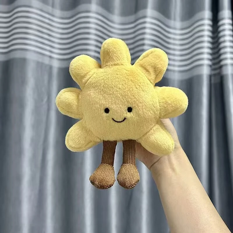 높은 품질 13cm 노란색 태양 플러시 펜던트 여자를위한 귀여운 플러시 장난감을 박제 침실 장식 가방 자동차 열쇠 고리 생일 선물
