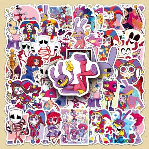 Kawaii 50Pcs 놀라운 디지털 서커스 스티커 생일 파티 장식 수하물 스케이트 보드 스티커 스크랩북 용품