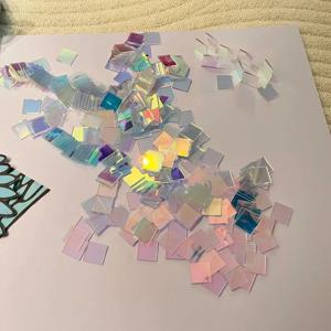 무지개빛 이색성 아크릴 모자이크 타일, 무지개 효과 사각 아크릴 조각, DIY 공예, 스테인드 아크릴 아트, 홈 데코레이션용