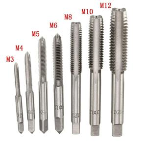 7 in 1 탭 M3-M12 베어링 스틸 테이퍼 핸드 스파이럴 포인트 스트레이트 플루트 나사산 핸드 툴 미터법 플러그 테이핑 드릴