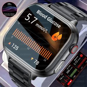2025New 의료용 ECG + PPG 스마트 워치 BMI 체지방 요산 무통 비침습적 혈당 모니터링 Smartwatch 호출