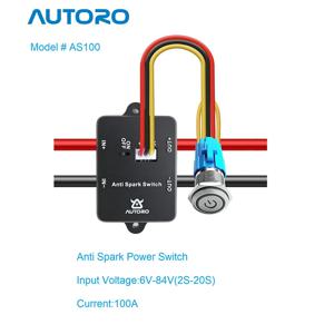 Autoro AS100 안티 스파크 전원 스위치 100A 84V DC – ESC 전기 스케이트보드 스쿠터 RC 자동차 보트 전기 자전거 등을 위한 XT90 커넥터