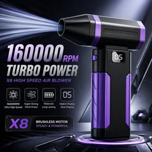 X8 강력한 먼지 제거기 160000RPM 브러시리스 모터 야외용 에어 더스터 블로워 타입-C 충전식 에어 블로워 PC 청소용 터보 팬