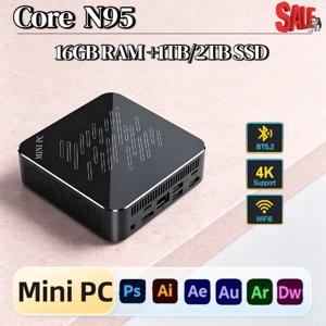 코어 N95 미니 PC 16GB DDR4 2TB NVMe SSD 트리플 4K 출력 WiFi6 효율적인 쿨링 컴팩트 홈 오피스 데스크탑 프로 맥스