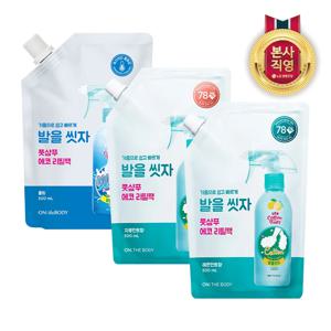 온더바디 코튼풋 발세정제 리필 세트 500ml 3개 레몬 자몽 쿨링 풋 샴푸 발 세정제