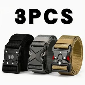 3pc 퀵 릴리스 전술 벨트, 야외 활동에 적합한 조절 가능 내구성 및 두꺼운 다기능 남성 벨트, 남성용 캐주얼 골프 벨트
