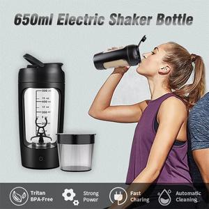 500ML 자동 전동 단백질 파우더 믹싱컵 휴대용 쉐이커 병 블렌더 (헬스장, 피트니스, 야외용)
