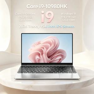 15.6인치 초슬림 노트북 2026 솔리드 인텔 코어 i9-10980HK 윈도우 11 프로 32GB 램 2TB M.2 SSD 가성비 좋은 가정 학습용 컴퓨터