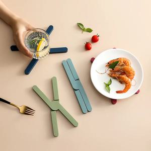 단열 패드, 실리콘 접이식 냄비 패드, 창의적인 크로스 접이식 실리콘 패드, 다기능 주방 테이블 매트, 컵 매트