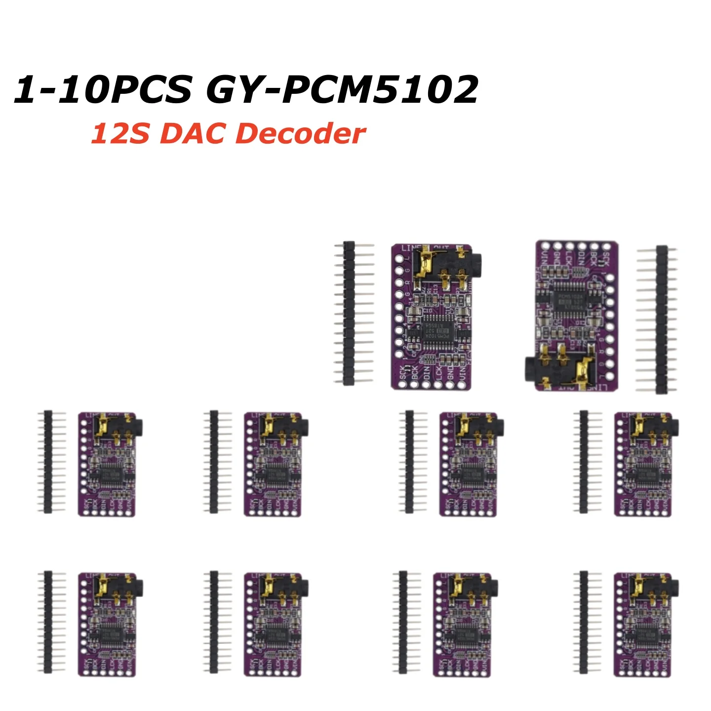 PCM5102 PCM5102A DAC 사운드 카드 보드 pHAT 3.5mm 스테레오 잭 24비트 디지털 오디오 모듈(라즈베리 파이 비욘드용)