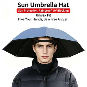 휴대용 헤드 마운트 우산 모자 (낚시, 야외 하이킹, 정원 가꾸기, 햇빛 가리개, 방수, 접이식, 대형)