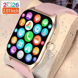2026 안드로이드 IOS 2.01인치 컬러 스크린 블루투스 통화 혈액 산소/압력 모니터링을 위한 새로운 스마트 시계 여성 남성을 위한 스마트 시계
