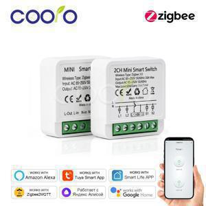Zigbee 16A 1CH/2CH 스마트 스위치 차단기 미니 스마트 홈 릴레이 자동화 모듈은 Tuya Hub Smart Life Alexa Google 홈과 함께 작동합니다.