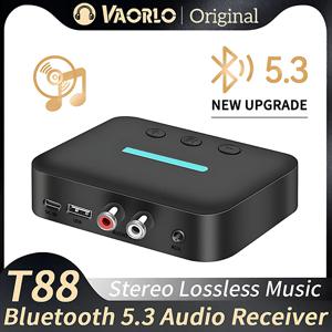 VAORLO Bluetooth 5.3 오디오 수신기 USB 무선 어댑터 스테레오 3.5mm AUX/RCA 지원 데스크탑 스피커 앰프 차량용 키트 용 U 디스크 재생
