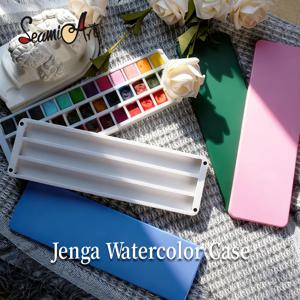 SeamiArt Jenga 수채화 케이스 페인팅 박스 하프 풀 팬용 구아슈 아크릴 서브 패키지 단일 고체 수채화 미술 용품