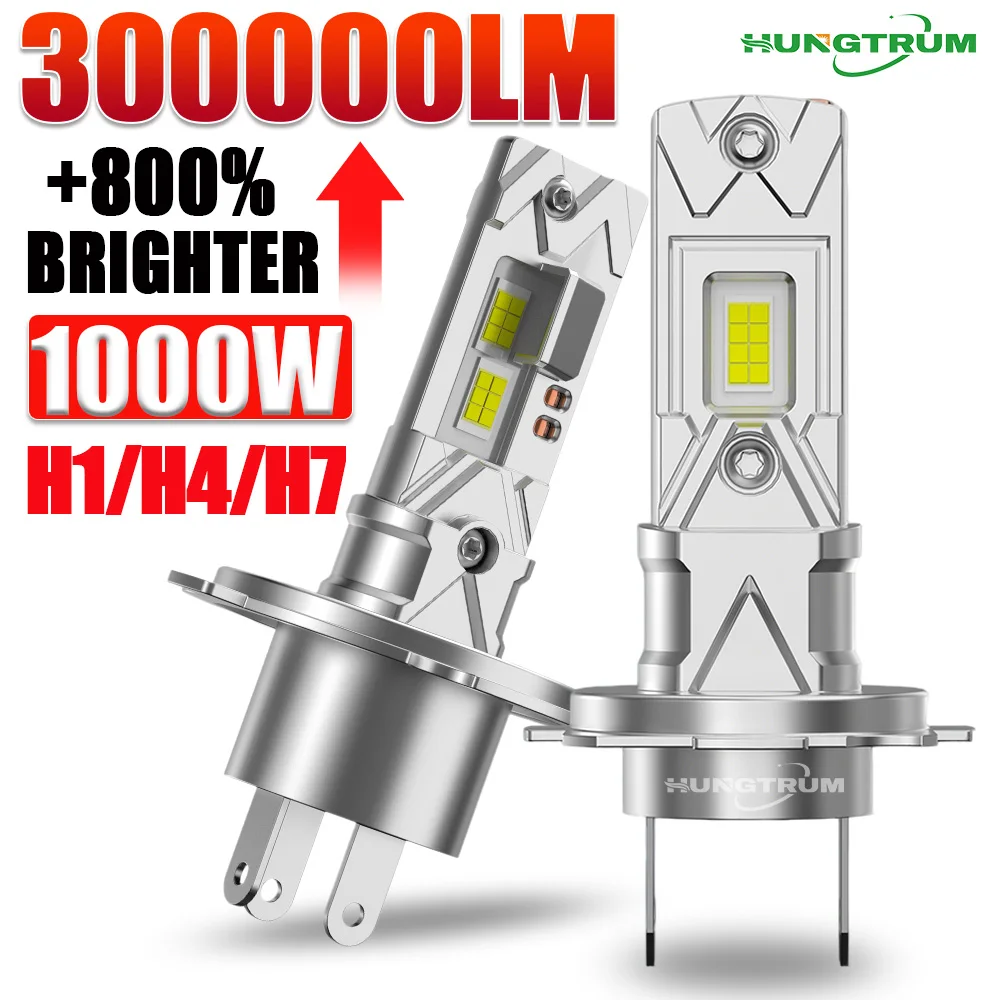H1 H4 H7 LED 헤드라이트 1000W 초고휘도 9003 HB2 스포트라이트 자동차 전구 앰플 LED H7 캔버스 미니 자동차 라이트 6000K 12V