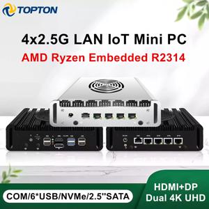 토포튼 방화벽 라우터 미니 PC 인텔 N150 AMD 라이젠 임베디드 R2314 4x2.5G LAN NVMe 6xUSB 프록스모엑스 pfSense OPNsense 홈 서버