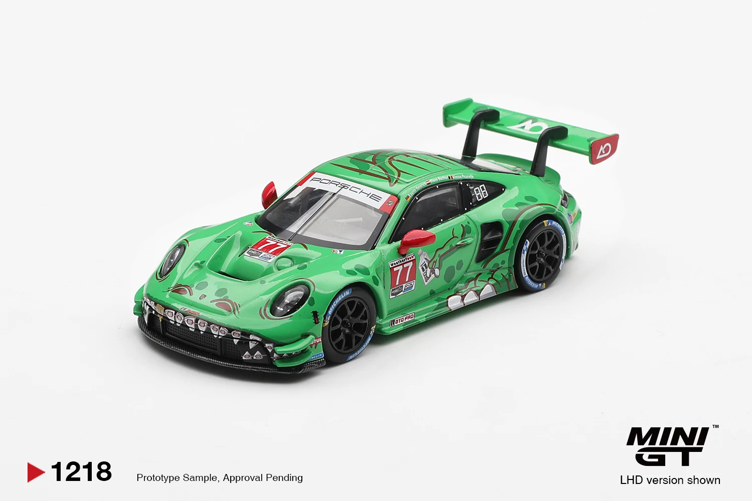 미니GT 1/64 포르쉐 911 GT3 R (992) # 77 AO 레이싱 MGT01218-CH 자동차 합금 장난감 다이캐스트 금속 모델 어린이 장난감 소년용