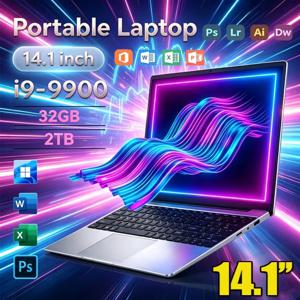 2026 14.1인치 초슬림 노트북 인텔 코어 i9-9900 16GB 램 1/2TB SSD 윈도우 11 지문인식 잠금해제 오피스 게임용 백라이트 노트북