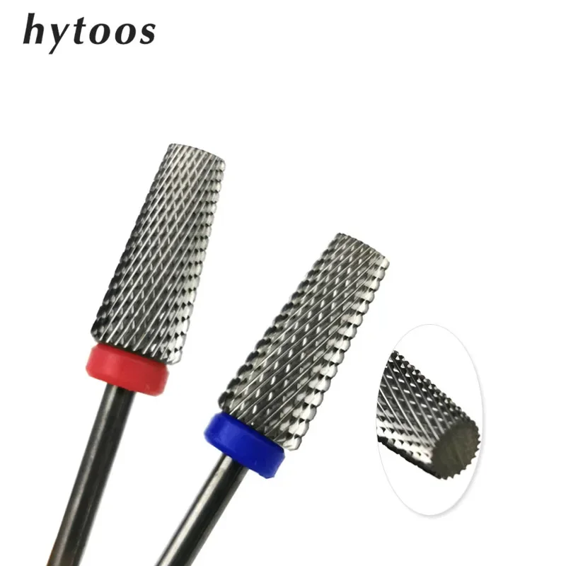 HYTOOS 플랫 테이퍼 크로스 치아 비트 3/32 카바이드 네일 드릴 비트 젤 매니큐어 커터 제거 전기 드릴 손톱 Accessorie
