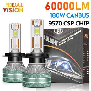 K5C H7 LED 60000LM 헤드라이트 캔버스 차량용 H3 H1 H4 H11 9012 HIR2 H8 H9 9005 9006 고출력 180W 9570 CSP 12V 교체용 2개