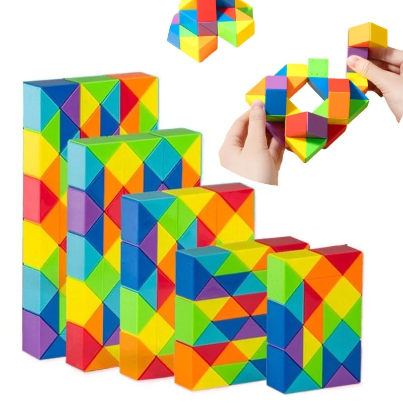 딩셩 24 및 36 48 60 72 세그먼트 매직 룰 스네이크 다채로운 3D 퍼즐 피젯 게임 피지 큐브 트위스트 변형 가능한 어린이 퍼즐
