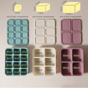 아기용 얼음 트레이 실리콘 뚜껑 포함, 음료용 유연한 얼음 틀, 이유식 보관 몰드, BPA 프리