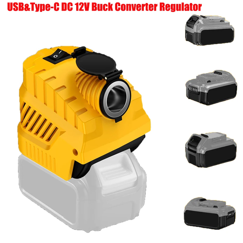 마키타/디월트/밀워키/보쉬 18/20V 배터리용 USB&타입-C 포트 포함 DC 12V 스텝다운 레귤레이터 컨버터 DIY 프로젝트용