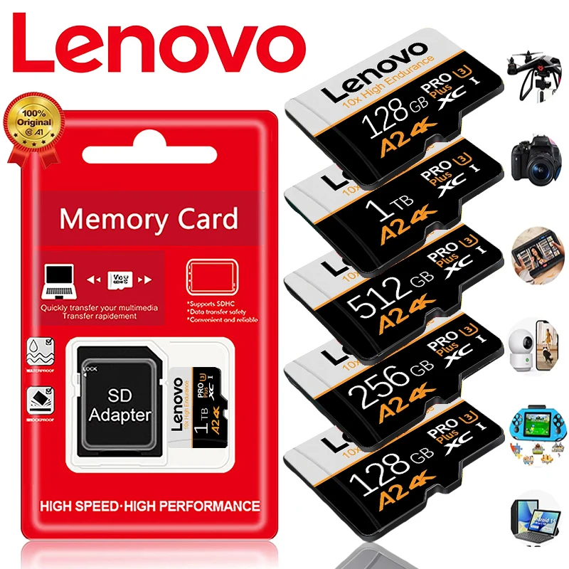 레노버 방수 SD 카드 TF 카드 메모리 카드 마이크로 TF SD 256GB 64GB 1TB 수정 방지 전송 V10 (대시캠/휴대폰용)