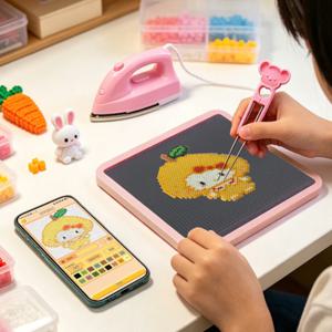 스마트 전자 퓨즈 비즈 보드 페그보드 앱 제어 LED DIY 멜팅 비즈 공예 키트 창의적인 예술 선물