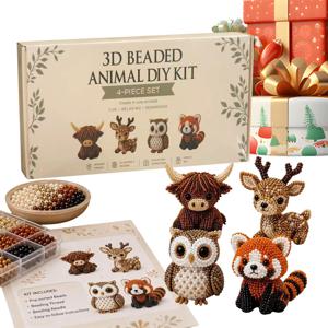 3D 아트 공예 키트 구슬로 장식된 동물 키트 수제 구슬 공예 세트 설명서 포함 성인 초보자를 위한 창의적인 보석류 공예품