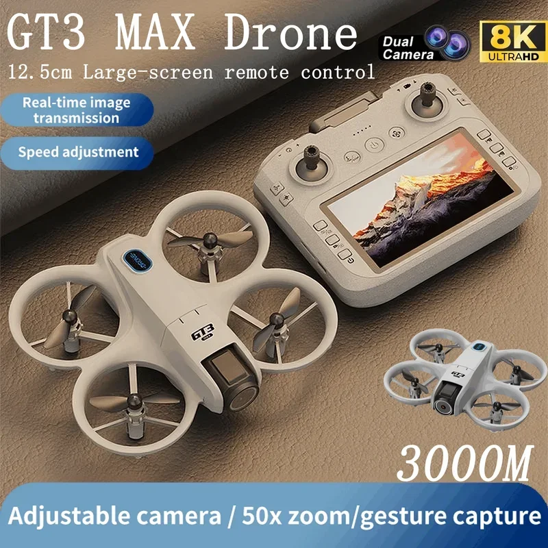 NEW GT3 미니 드론 4K/8K 전문가용 HD 카메라 옵티컬 플로우 고도 유지 5G WiFi FPV 안전 쿼드콥터 장난감 어린이 초보자용 선물