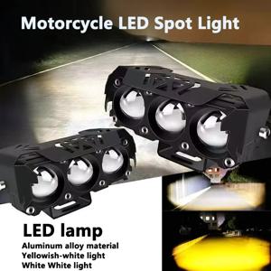 오토바이 LED 스팟 라이트 듀얼 컬러 상/하향등 안개등 자동차 트럭 SUV UTV 12V 24V 미니 렌즈 헤드라이트 드라이빙 라이트