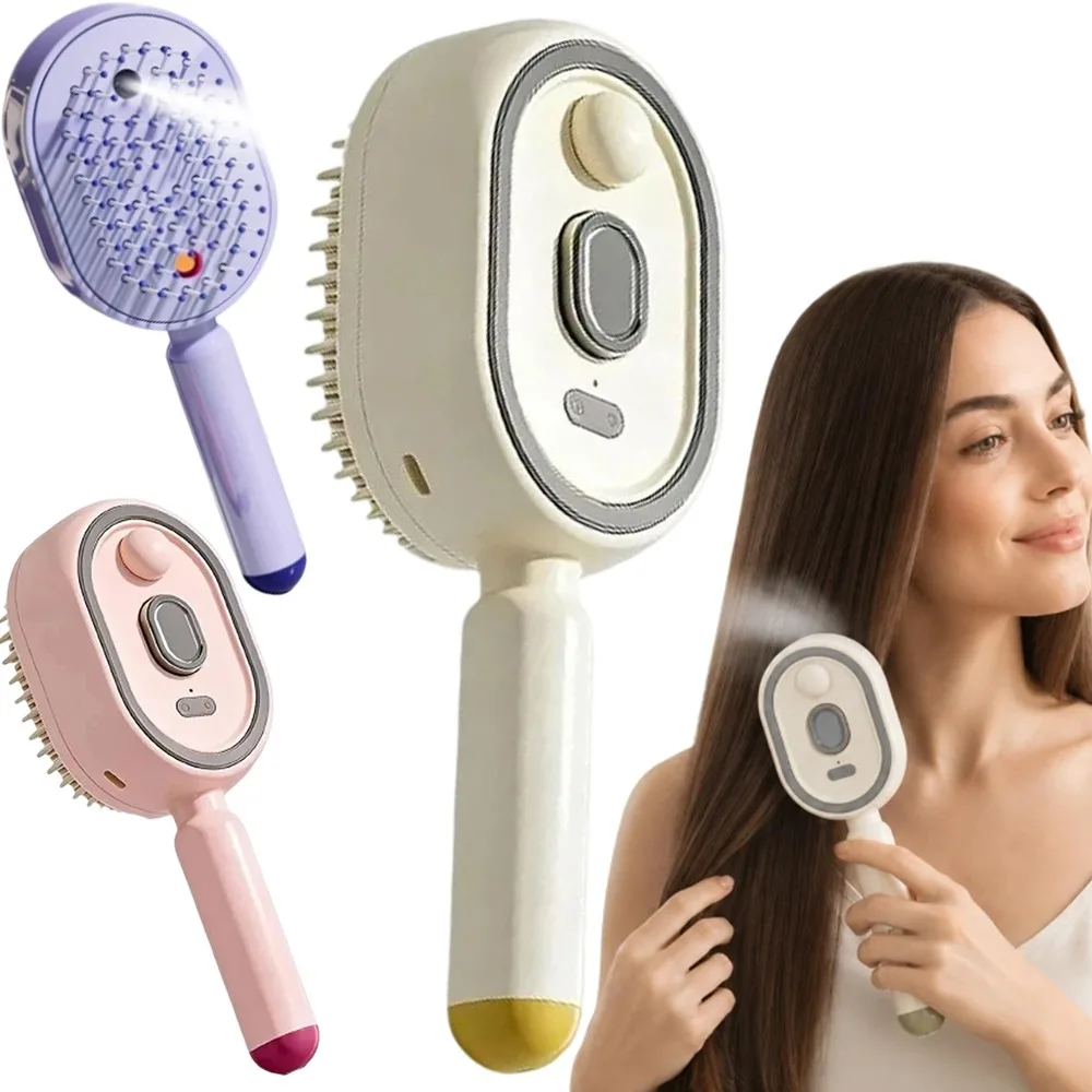 다기능 마사지 빗, 전기 스프레이 에어 쿠션 두피 마사지기, 셀프 클리닝 에센셜 오일 헤어 케어 빗, 여성용 선물