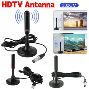 TV 안테나 300cm 동축 케이블 DVB-T DVB-T2 DAB 디지털 수신 안테나 HD 프리뷰 안테나 플러그 앤 플레이 휴대용 TV 안테나