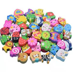 20/40/100/200개 미니 지우개 세트 만화 동물 우주 과일 접시 모양 지우개 문구류 보상 선물 책상 장식 카니발 선물 ZYF