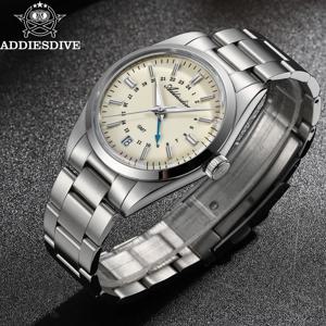 ADDIESDIVE 36mm 남성용 아날로그 시계 GMT 515-24H 시계 BGW9 빛나는 100m 방수 스테인레스 스틸 남성용 쿼츠 시계 AD2065