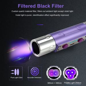 장파 및 단파 UV 손전등 램프 254nm 365nm 395nm 미네랄 형광체 감지기 UVA UVC 블랙라이트 LED 손전등