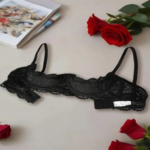 여성용 레이스 오픈컵 언더와이어 브라, 부드럽고 피부 친화적이며 통기성 좋은 플러스 사이즈 섹시 란제리