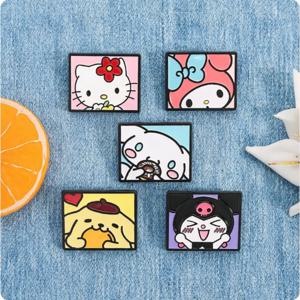 5pcs Sanrio 헬로 키티 쿠로미 멜로디 시나모롤 브로치 세트 배지 배낭 축제 선물 만화 캐릭터 컬렉션
