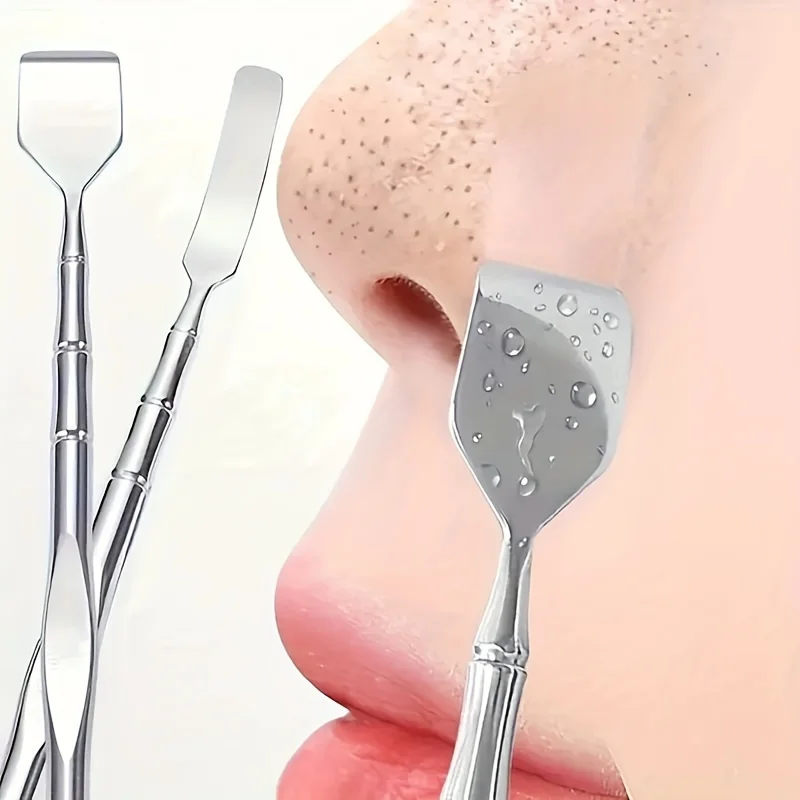 1개입 스테인리스 스틸 양면 블랙헤드 제거기: 얼굴 모공 클렌저, 각질 제거제, 매끄러운 피부를 위한 마사지 도구