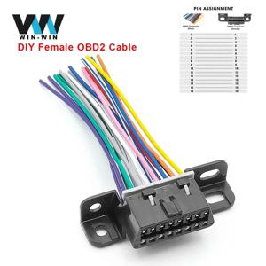 10cm DIY 16핀 J1962 OBD2 연장 케이블 (폭스바겐/도요타/혼다용) 여성 자동차 진단 자동차 도구 OBD 2 커넥터