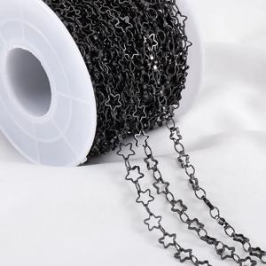 1미터 건 블랙 홀로우 스타 구리 체인, 주얼리 제작 DIY 목걸이 팔찌 액세서리용