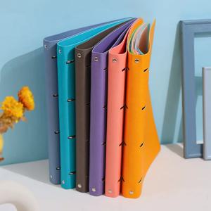 새로운 A4 PU 가죽 노트 바인더, 리필 가능한 3/4 라운드 링 바인더 커버 (A4 필러 용지용), 노트북/개인 플래너 바인더