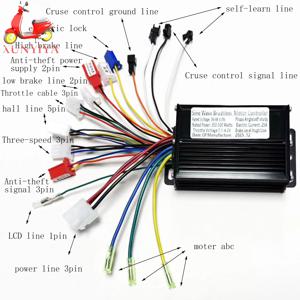 36V/48V 300W/500W 25A 사인파 브러시리스 모터 컨트롤러, 트라이 모드 사인파, 전기 자전거 및 오토바이용.