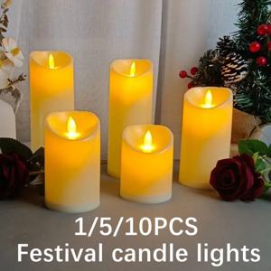1~10PCS 스윙 LED 촛불 불꽃 없는 깜박이는 빛 크리스마스 웨딩 장식을 위한 불꽃 없는 촛불 생일 파티 공급품 ﻿